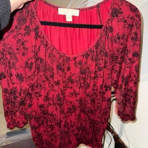 MICHAEL Michael Kors Red and Black Lace Blouse